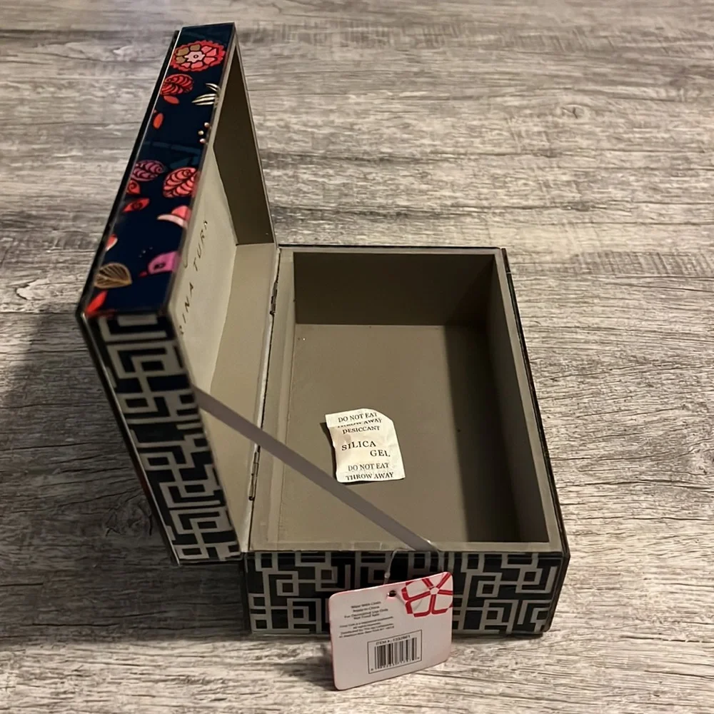 Trina Turk Jewelry Box Decorative Blue Birds Flower Tinkerbox